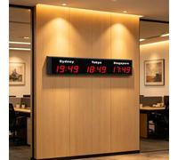 HPMCVE Horloge Mondiale Numérique À LED, Tracker Ville Mondial Mural Multi-fuseaux Horaires pour Les Entreprises, Montre Professionnelle pour Salle De Réunion, Bureau, 3/4/5 Fuseaux Horaires