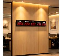 HPMCVE Horloge Mondiale Numérique À LED, Tracker Ville Mondial Mural Multi-fuseaux Horaires pour Les Entreprises, Montre Professionnelle pour Salle De Réunion, Bureau, 3/4/5 Fuseaux Horaires