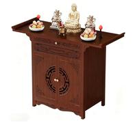 HPMCVE Table d'autel avec tiroir et étagère sculptés, Meuble de méditation Bouddhiste avec Rangement, Table d'offrandes de Style Chinois, Pieds arqués et épais, pour l'encens, la prière(47in)