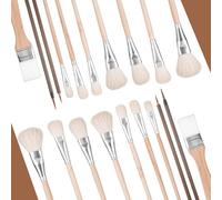 Hpmjz Lot de 10 pinceaux de poterie en céramique à poils doux en poils de chèvre pour estomper, estomper, sous-vernis, acrylique, aquarelle, peinture à l'huile, poterie, peinture