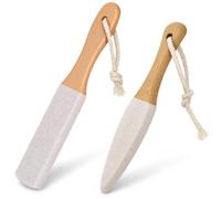 Hpmjz Lot de 2 limes ponces professionnelles pour pédicure | Manche en bois, gratte-talon, pour peaux mortes, pieds secs et rugueux, utilisation à la maison ou en salon