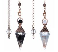 Hpmjz Lot de 2 pendules en résine aigue-marine - Pierre précieuse hexagonale naturelle - Pierres précieuses de guérison pour sorcellerie, cérémonie, divination, Reiki - Guérison