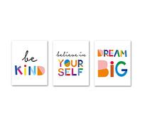 HPNIUB Lot de 3 impressions sur toile sans cadre avec mots aquarelles inspirants et typographie minimaliste (30,5 x 40,6 cm) - Phrases de motivation - Décoration murale pour chambre d'enfant - Sans