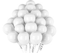hpnparty Ballon Blanc 100 Pièces - 12" 30 cm - Latex Naturel Mat | Gonflable Hélium | Décoration pour Anniversaire, Baptême, Fete