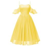 HPPEE Homecoming Gowns WYX414 Robes de demoiselle d'honneur à manches courtes en dentelle en cœur pour Junior, jaune, 50 plus