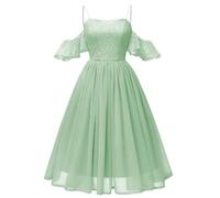 HPPEE Homecoming Gowns WYX414 Robes de demoiselle d'honneur à manches courtes en dentelle en cœur pour Junior, vert sauge, 48 plus