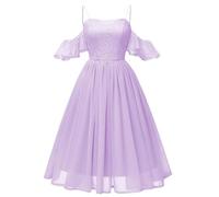 HPPEE Homecoming Gowns WYX414 Robes de demoiselle d'honneur à manches courtes en dentelle en cœur pour Junior, lilas, 44