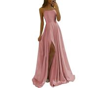 HPPEE Robe de bal de soirée pour juniors bretelles spaghetti Robes de bal pour femmes avec fente WYX395, vieux rose, 34