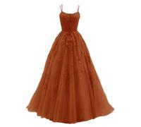 HPPEE Robe de bal longue en tulle pour adolescente WYX552, orange brûlé, 40