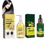 Hppsctink 100ml Shampoing au gingembre et 30ml Ginger Hair Growth Oil, ANettoyant, nourrissant et hydratant en profondeur, Rafraîchit et nourrit le cuir chevelu, shampoo
