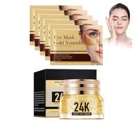Hppsctink 40g Crème pour les yeux Gold et 5PCS Patchs pour les yeux Gold, Réduit les cernes et les ridules autour, Réparer la Peau du Contour, eye cream