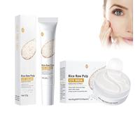 Hppsctink Set de Crème pour les yeux, 20g Crème pour les yeux au riz et 60pcs Masque pour les yeux au riz, Réduit les Ridules, Raffermit la peau du Contour des yeux, eye cream