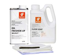 HPS ®/boen kit-kit d'entretien pour parquet brosse parquet 1lt. huilé boen floor foncé soap - 1lt. boen oil freshen up set avec lingettes foncé