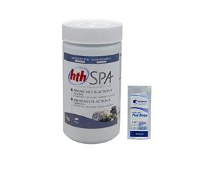 HPS | HTH Brome Multi Action 4 Fonctions - Pastille 20g - 1kg (250809) | 10 bandelettes test 6 paramètres OFFERTES : pH, chlore total, chlore libre / brome, alcalinité, acide cyanurique, dureté