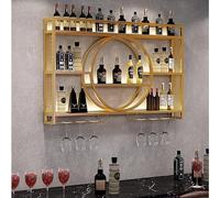 HPTHLY Casier À Vin Mural Moderne en Métal, Présentoir À Vin, Casier À Champagne Multifonctionnel + Porte-Verres pour La Maison, Le Restaurant Et Le Bar, Doré - 140 X,Gold-140x15x80cm/55x5.9x31in