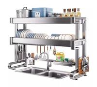 HPTHLY Égouttoir À Vaisselle Extensible en Acier Inoxydable À Poser sur L'Évier, Égouttoir À Vaisselle À 2 Niveaux pour Plan De Travail, Égouttoir (L)