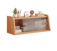 HPTHLY Étagère De Bureau Trapézoïdale en Imitation Bois, avec Porte Coulissante en Plastique Et Présentoir, Idéale pour Ranger Les Livres sur Un Bu(L76 X L17 X H25,5 Cm)