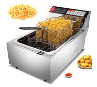 HPTHLY Friteuse À Gaz Friteuse Électrique avec Panier Friteuse À Huile en Acier Inoxydable, Friteuse À Cuve Unique avec Panier Amovible Chauffage, Réglage De La Tempé,10l