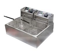 HPTHLY Friteuse Électrique Professionnelle À Panier, 12 L, 5 000 W, Double Cuve, pour Comptoir, en Acier Inoxydable, pour Frites