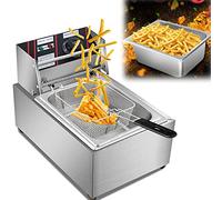 HPTHLY Friteuse Friteuse Électrique Compacte De 2500 W, avec Cuve De 10 L Et Cuve Intérieure Amovible, Contrôle De Température Réglable, avec Poignée De Sécurité Et,