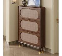 HPTHLY Meuble À Chaussures en Rotin avec 3 Tiroirs Rabattables, Meuble À Chaussures Fin en Rotin De 9,8 Pouces pour Espace Restreint, Organiseur À Chaussures Autoporta,One Color-100cm(39.4in) Length