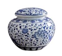 HPTHLY Pot À Gingembre Rond en Céramique, Collection Bleu Et Blanc, avec Couvercles Hermétiques, Idéal pour La Cuisine.(C-10 * 12,4Cm)