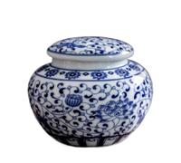 HPTHLY Pot À Gingembre Rond en Céramique, Collection Bleu Et Blanc, avec Couvercles Hermétiques, Idéal pour La Cuisine.(A-13,1 * 15,6Cm)