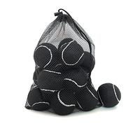 HPWFHPLF Lot de 15 balles de tennis pour débutants, entraînement de jeu de tennis pour chiens, livrées avec un sac de transport en maille (noir)