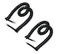 HPWFHPLF Lot de 2 câbles téléphoniques 6P6C pour téléphones fixes, (5 m enroulé) RJ12 mâle vers mâle (noir)
