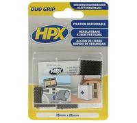 HPX Pad de fixation à clip réajustable Duo Grip 25 x 25 mm Noir