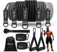 Hpygn Resistance Bands Set,Workout Bands With Handles¿Exercise Bands Stackable Up To 150lb¿Door Anchor And Travel Pouch Included¿Ideal For Home Workout,Gym,Training