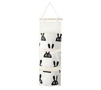 HPZIHUIT 3 Pocket Hanging Bag Closet Wall Door Toys Storage Organizer Home Decor Bedroom Study Kitchen Office #2 (E (Rabbit Head))