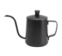 HPZIHUIT 304 En Acier Inoxydable Col De Cygne Verser Sur Café Bouilloire Ergonomique Contrôle Main Goutte À Thé Pot Applicable pour La Maison Café Bureau (350 ml noir avec couvercle)