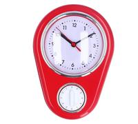 HPZIHUIT 9 Pouces minuterie de Cuisine Horloge Murale Multifonction innovante Temps précis Fonctionnement Silencieux Horloge à Quartz pour la Cuisine à Domicile (Rouge)