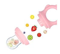 HPZIHUIT Distributeur de Nourriture pour Bébé Mangeoire à Fruits et Légumes Frais Sucette en Silicone Anneau de Dentition Mamelon pour Enfant en Bas Âge Enfant Facile à Nettoyer (Rose)