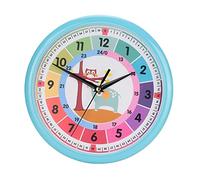 HPZIHUIT Horloge Murale en Plastique, Motif Dessin animé coloré, à Quartz, pour Apprendre l'heure dans la Chambre d'enfant ou en leue)