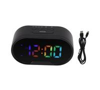 HPZIHUIT Horloge numérique LED Alarme Gros Chiffres Affichage Couleur réglable Volume réglable Minimaliste avec 2 alarmes pour Enfants étudiants (Noire)