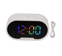 HPZIHUIT Horloge numérique LED Alarme Gros Chiffres Affichage Couleur réglable Volume réglable Minimaliste avec 2 alarmes pour Enfants étudiants (Blanche)
