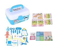 HPZIHUIT Kit de Jouets de Docteur Simulation en Plastique Bleu 43 pièces stéthoscope Semblant Jouer Kit de Jouets de Docteur