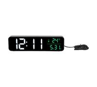 HPZIHUIT LED réveil Musical 5 luminosité réglable 12/24H Grand Affichage température Affichage de la Date Horloge numérique Plug in Use (Noire)