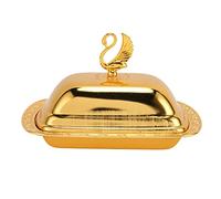 HPZIHUIT Plateau à fruits doré, assiette à fruits en métal de style européen, décoration de table avec couvercle pour collations, bonbons, desserts (Or)