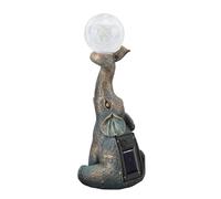 HPZIHUIT Statue d'éléphant décorative pour Jardin avec Boule de Verre craquelé et lumière Solaire, Figurine d'éléphant pour terrasse, Balcon ou pelouse