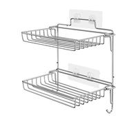 HPZIHUIT Support de Rangement Pliant en Acier Inoxydable, étagères de Salle de Bain à 2 Niveaux, Organisateur Mural de Cuisine, Forte capacité de Charge