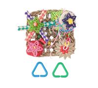 HPZIHUIT Tapis de hamac d'escalade tissé Comestible pour Oiseaux en quête de Nourriture avec Jouets à mâcher colorés pour perroquets inséparables perruches perruches