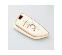 HPZPRPCEW 4 Boutons Coque D'Étui Clé Voiture TPU Protection Intégrale pour X1 X3 X5 X6 Series 1 2 5 7 F15 F16 E53 E70 E39 F10 F30 G30 2023(White Gold)