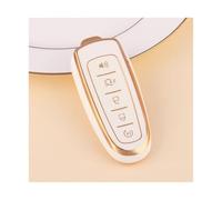HPZPRPCEW 5 Boutons Coque Clé Voiture en TPU pour pour Focus pour Edge pour Explorer pour Expedition pour C-Max pour Escape pour Flex(White Gold)