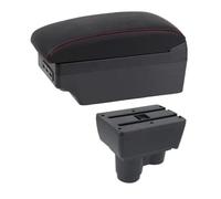 HPZPRPCEW Accoudoir Central Double Couche Pour R&enault Pour Duster Pour Dacia Pour Duster 2019-2023 Boîte De Rangement Pour Pièces Détachées Port USB(Ligne noire E1)