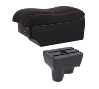HPZPRPCEW Accoudoir Central Double Couche Pour R&enault Pour Duster Pour Dacia Pour Duster 2019-2023 Boîte De Rangement Pour Pièces Détachées Port USB(Ligne rouge E2)
