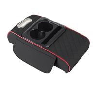 HPZPRPCEW Boîte De Rangement D'accoudoir De Voiture Organisateur De Console Centrale D'auto Coussin Surélevé D'accoudoir Avec Porte-gobelet(Noir rouge)