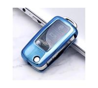 HPZPRPCEW Coque Clé Voiture Porte-Clés pour VW pour Golf pour Bora pour Jetta pour Polo pour Passat pour Skoda pour Octavia A5 pour Fabia(Bleu)